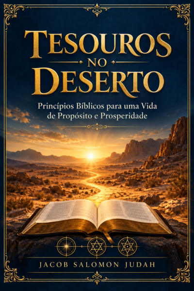 Capa do livro Tesouros no Deserto, sobre fé, perseverança, sabedoria bíblica e prosperidade espiritual.
